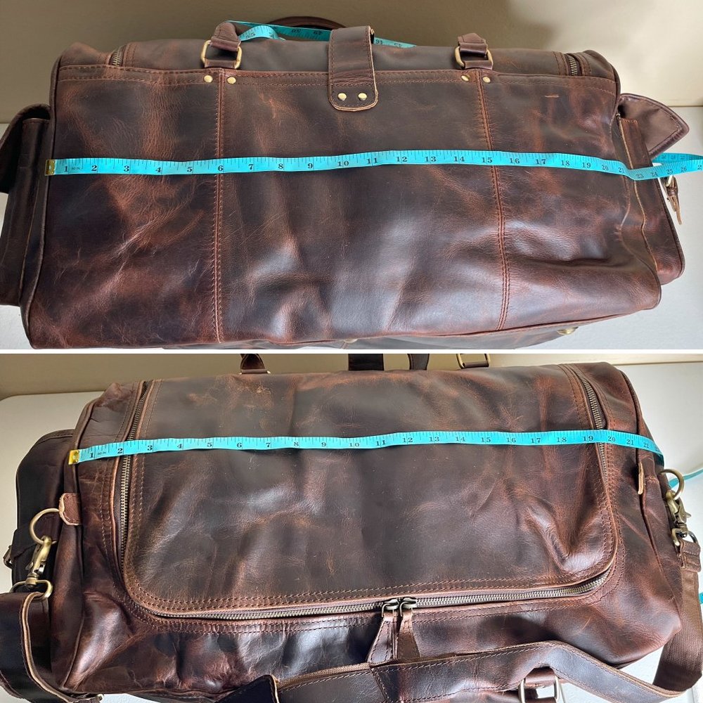 MaheTri Full Grain Buffalo Leather Travel Duffel Bag - Picture 14 of 16
